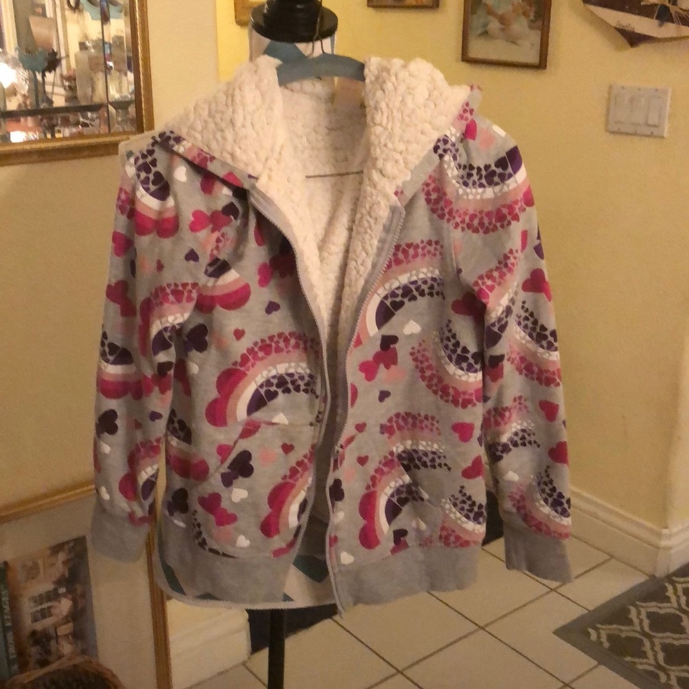 NWOT Girl’s Fleece Lined Rainbow Hoodie